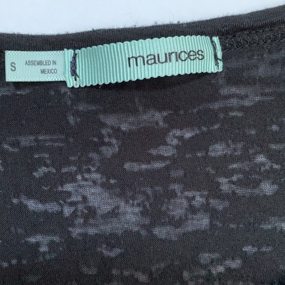 ❤️MAURICES Black 'Glam Rock' Burn Out Tee Shirt Top Size Small - Picture 8 of 11